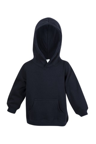INFANT PLAIN FLEECE POCKET HOODIE:NAVY
